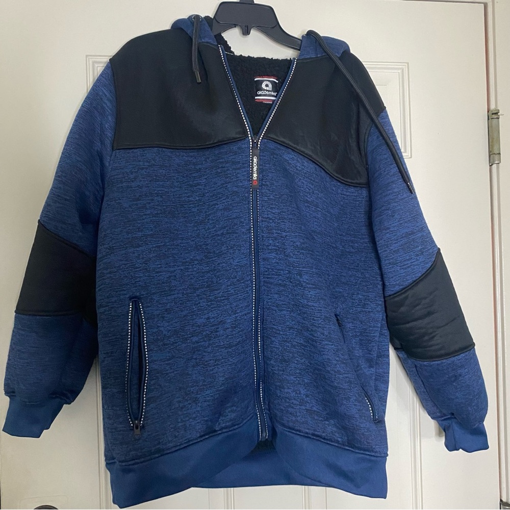 Akademiks Colorblock Zip-Up Hoodie Sherpa lined Jacket